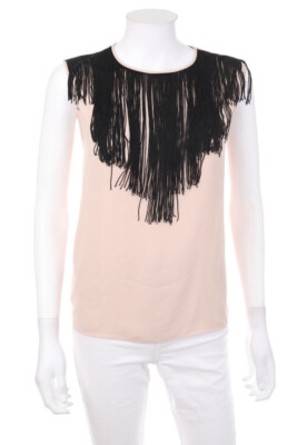 BCBG MAXAZRIA Blouse Top Fringes XXS nude rosé