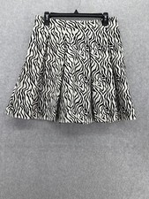 H M Women's A Line Skirt Pleated Zebra Animal Print Size 12 Cotton Blend