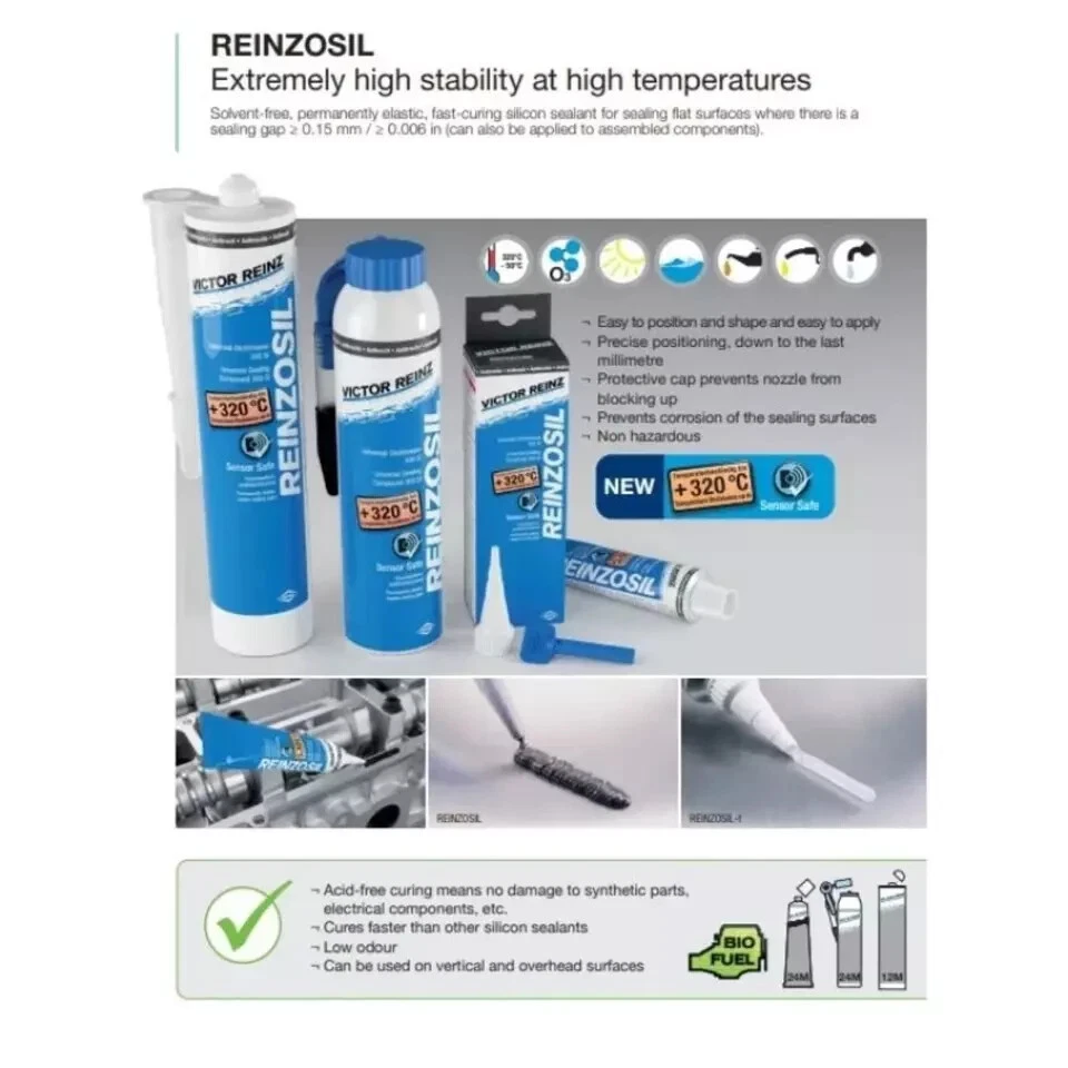 10X ORIGINAL VICTOR REINZ RTV Silicone Reinzosil Sealant 703141410 320°C 70ml - Image 3 of 4