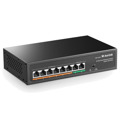 8 Port PoE Switch mit 6 PoE+ Port, 2 Uplink, 100Mbps, IEEE802.3af/at 78W AI E...