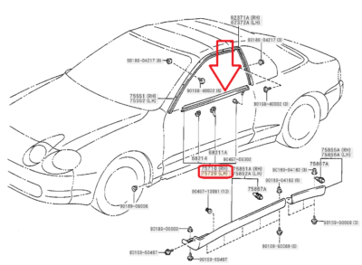 Genuine Toyota 94-99 GT ST ST202 ST205 Celica Front Door Belt
