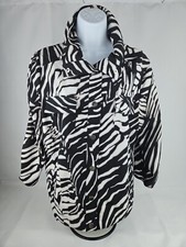 Zenergy By Chico's Zebra Print Jacket Size 1 Med Black White Snap Closure