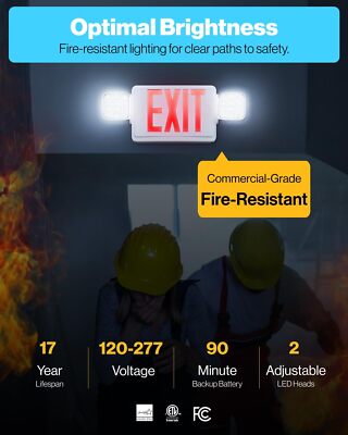 Led Exit Sign With Battery Backup,Red/Green Letter Emergency Lights(6 - View #8