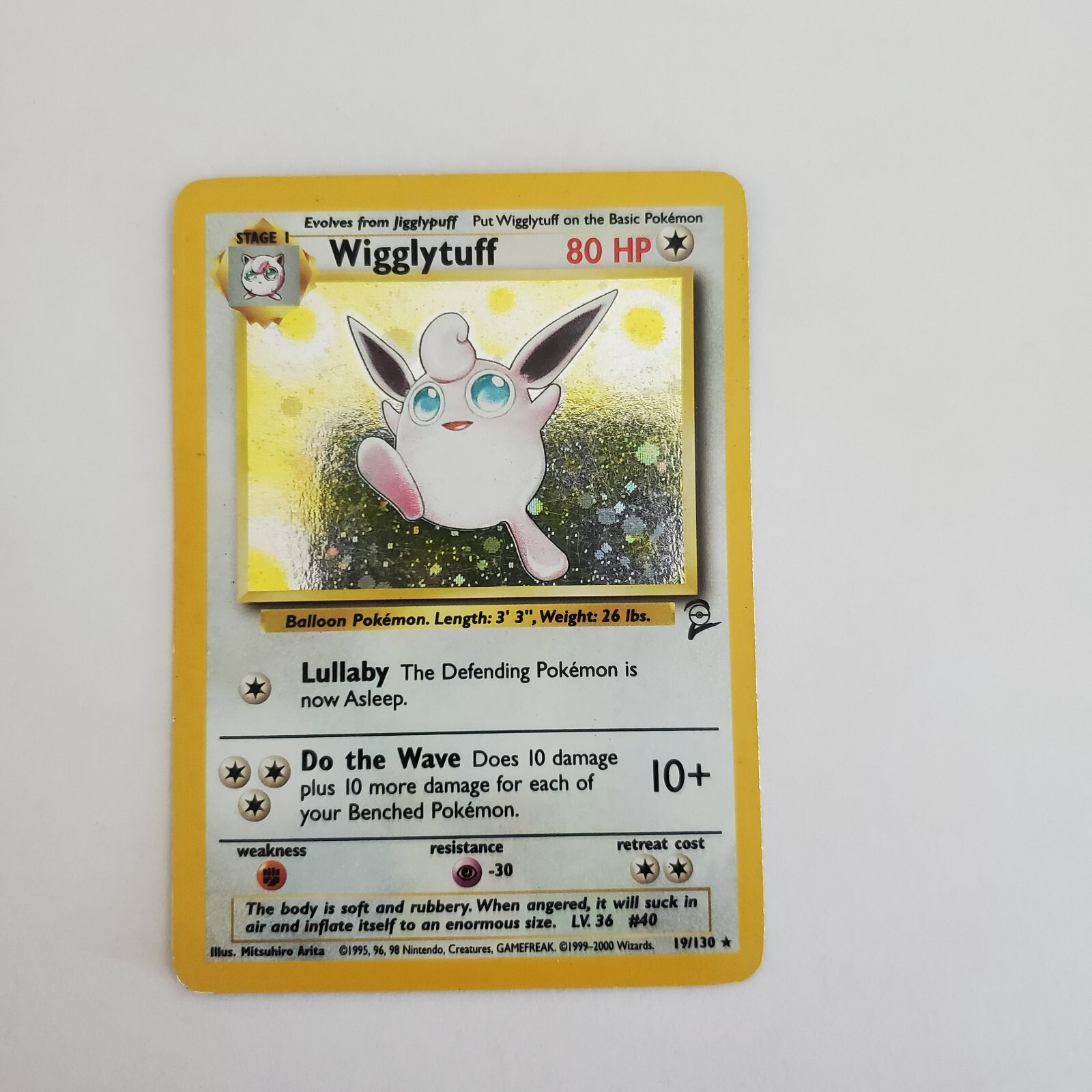 Pokémon TCG Wigglytuff Base Set 2 19/130 Holo Unlimited Holo Rare Near Mint