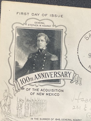 First Day of Issue General Stephen W. Kearny Envelope & 4 Set of 3c Stamps - Picture 2 of 7