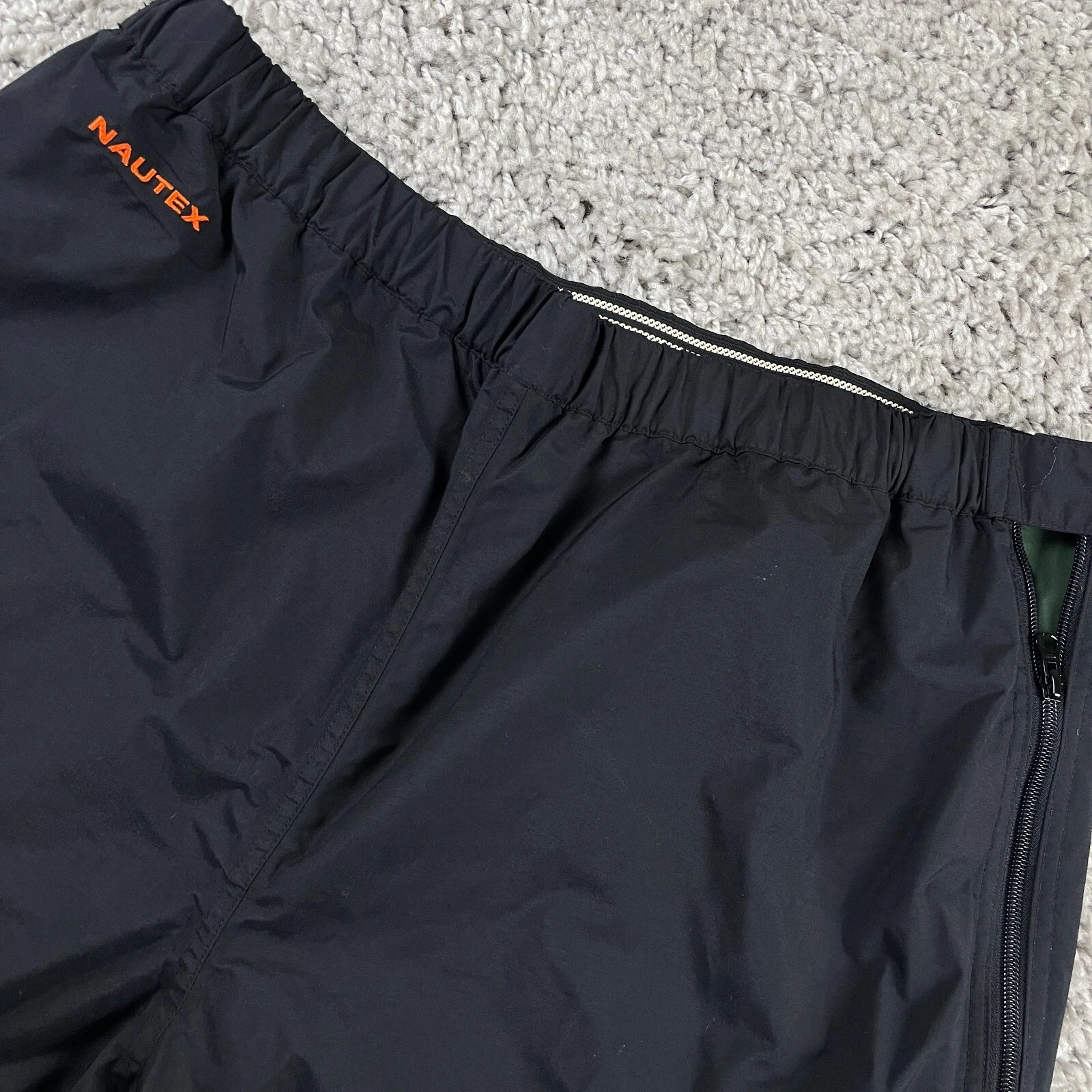 Vintage Nautica Competition Sailing Rain Pants Men's XL Black 100% Nylon Nautex