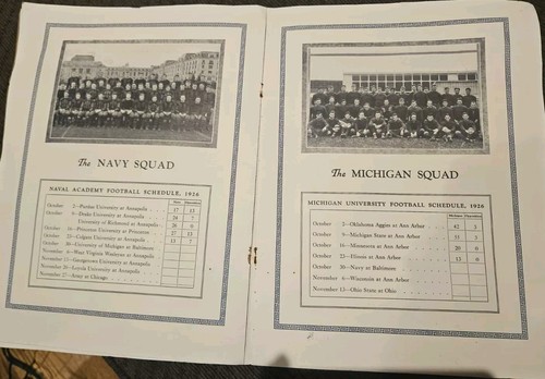 1926 Michigan @ Navy Midshipmen Original Official Football Program VG - Picture 6 of 9