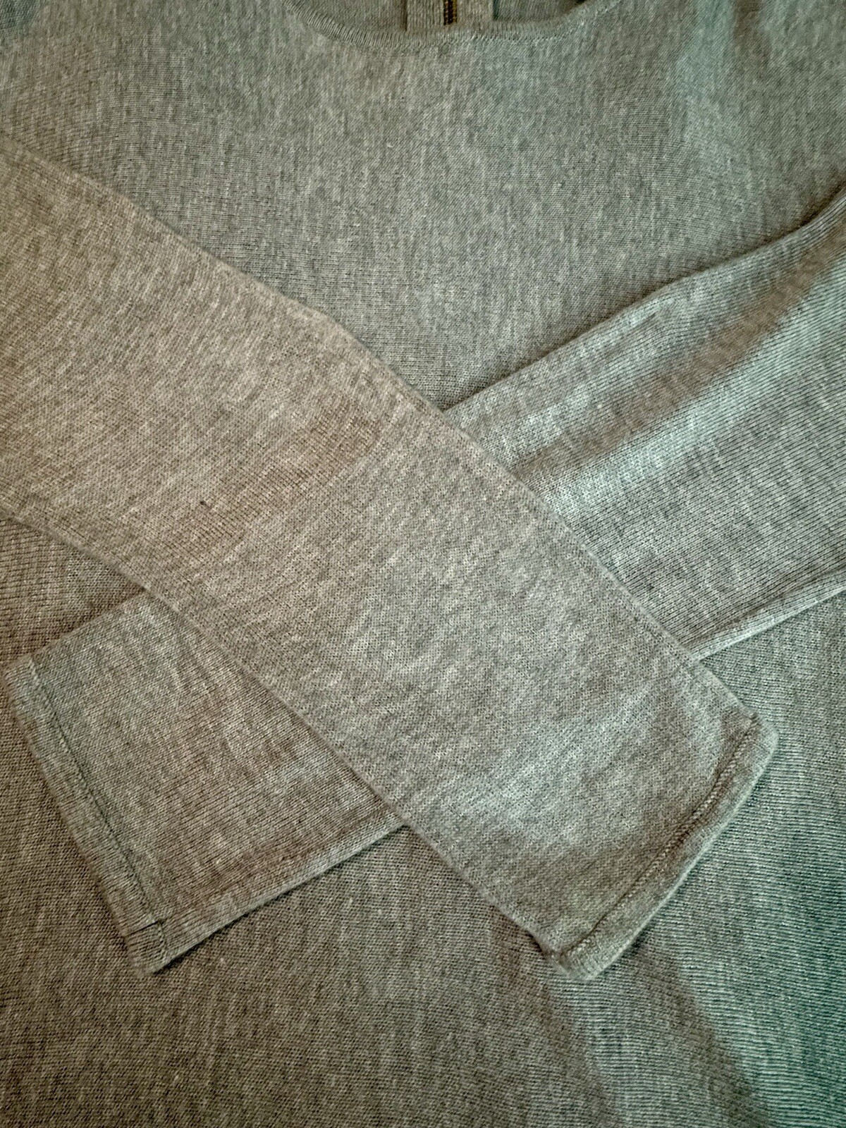 JOAN VASS STUDIO Size (L)  Cashmere Blend Tunic Sweater Heather Gray Back Zipper