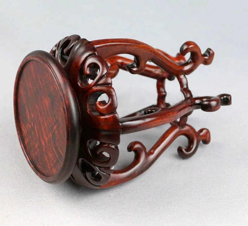 Soporte de exhibición de pecera tallada en palo de rosa tetera bonsái florero base estante Foto 3 de 3