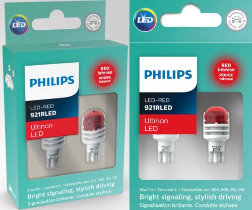 Philips Ultinon LED Light 921 Red Two Bulbs High Mount Stop Brake Replace Lamp - Picture 2 of 12