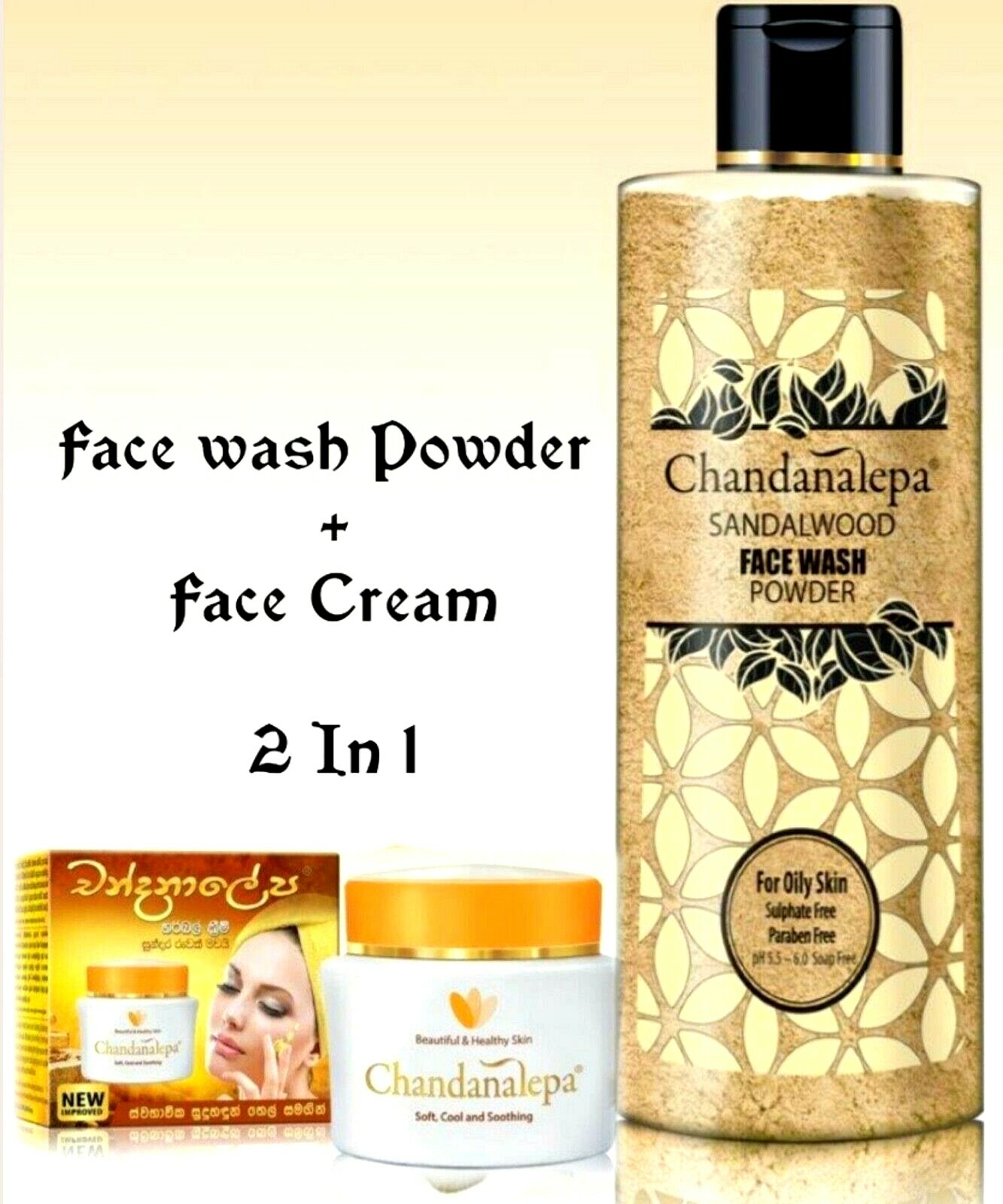Face Wash Powder(30g)& Herbal Cream(12g) 1 Pack 100% Beauty Skin Free Shipping-image