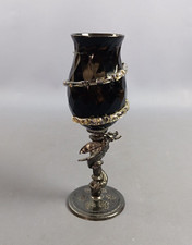 Calice vetro metallo nero design drago alato spirale collezione vintage 1980