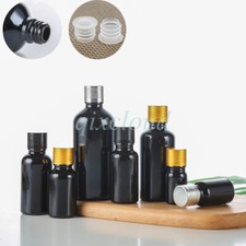 5ml-100ml Empty Black Glass Essential Oil Bottles with Sealing Lids Screw Cap