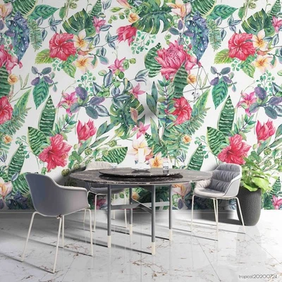 3D Flowers Watercolor Floral Pattern Wall Murals Wallpaper Murals Wall Sticker - Image 1 of 4