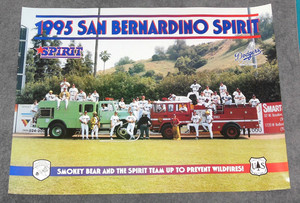 1995 SMOKEY BEAR USFS CDF Poster San Bernardino Spirit Baseball Paper 18 x 24