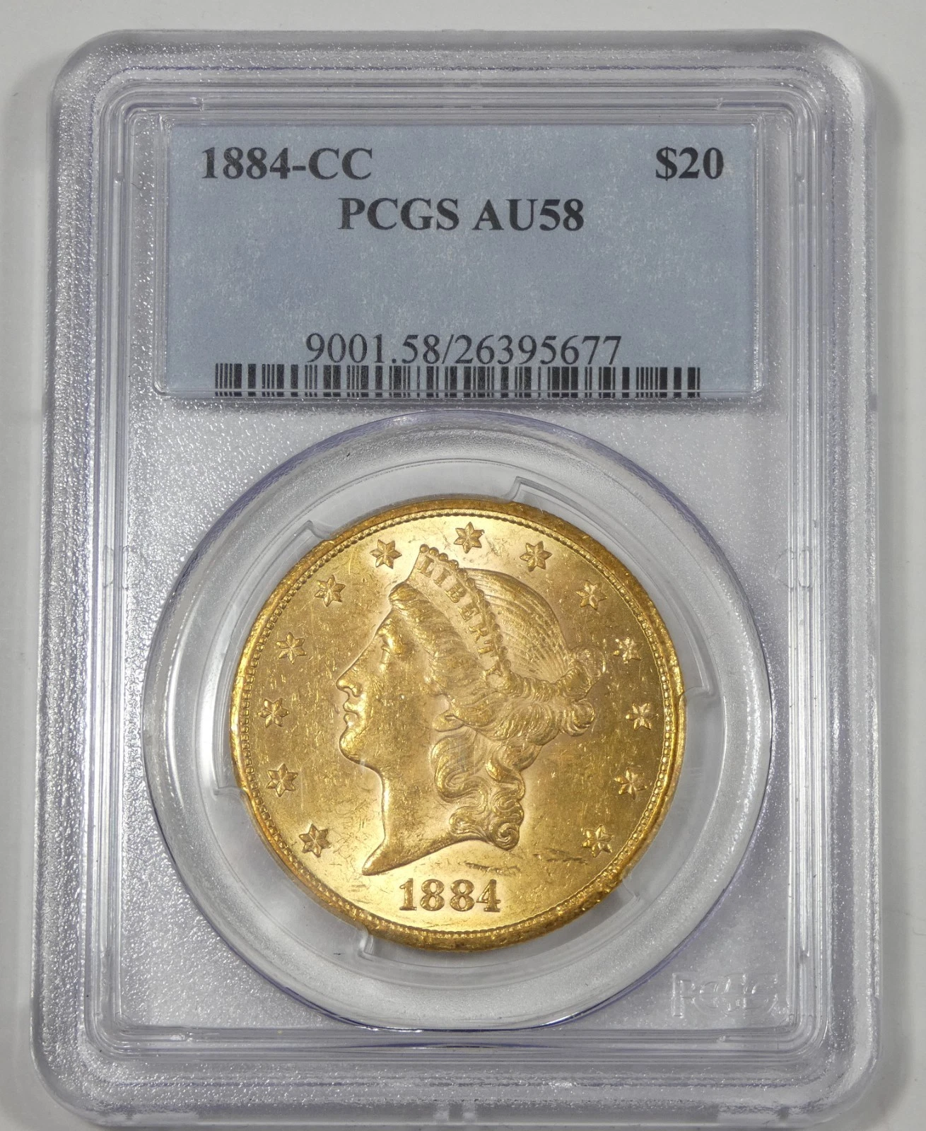 1884-CC GOLD Liberty Head $20 Double Eagle CERTIFIED PCGS AU 58