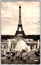 Vtg RPPC Postcard Fontaines Du Palais DE Chaillot Paris, Fr 1960s