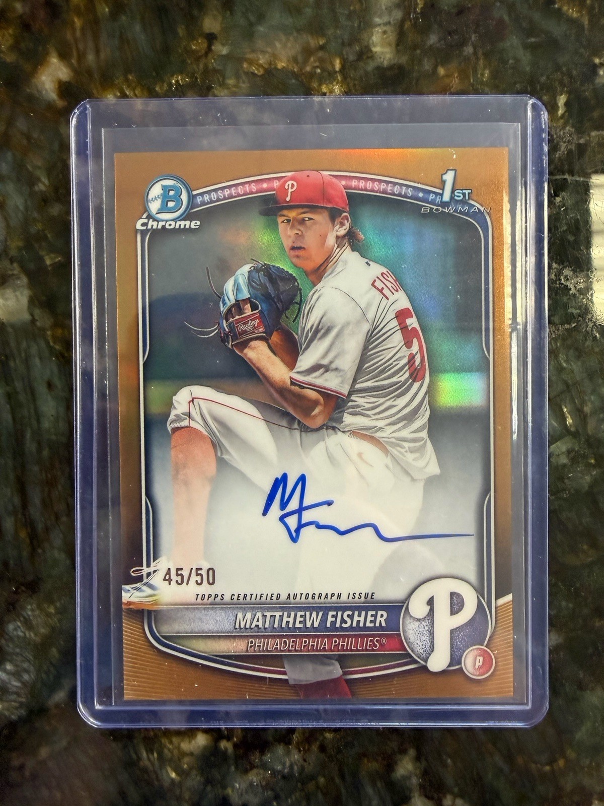 2025 Bowman Draft Chrome 1st Matthew Fisher Auto True Gold Auto #45/50 #CPA-MF