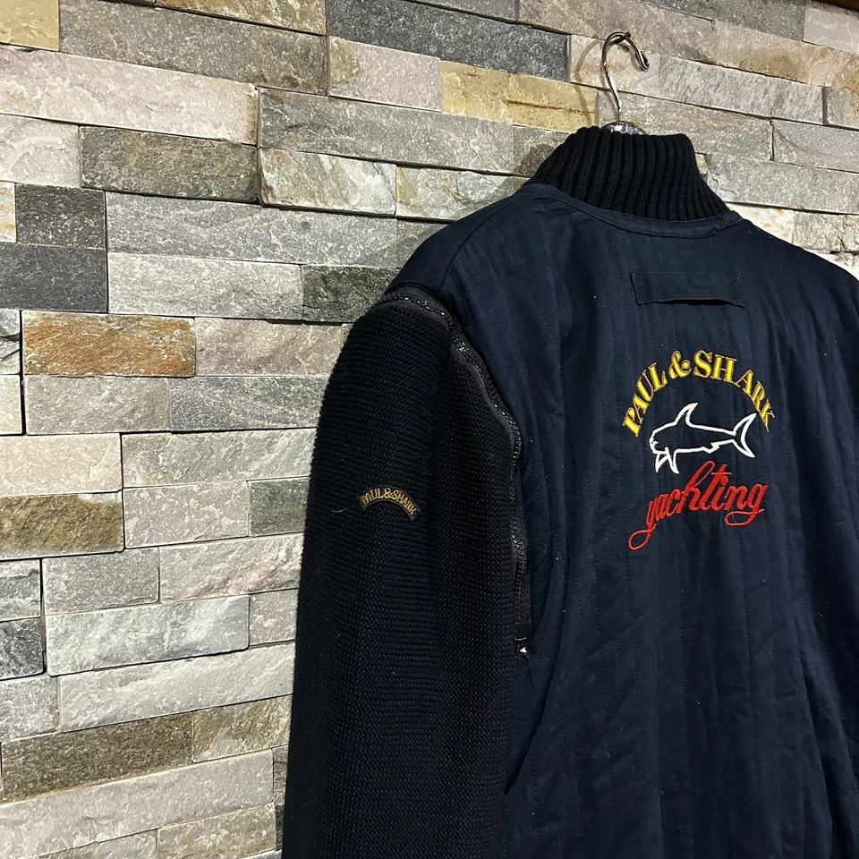 Paul And Shark Yachting Reversible Jacket Bomber Wool Knit Logo Heavy - Image 3 of 4