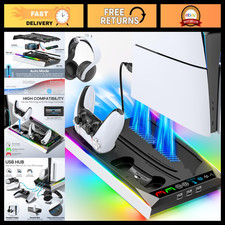 PS5 Stand Cooling Station with RGB Lights, Controller Charger Adjustable Fan