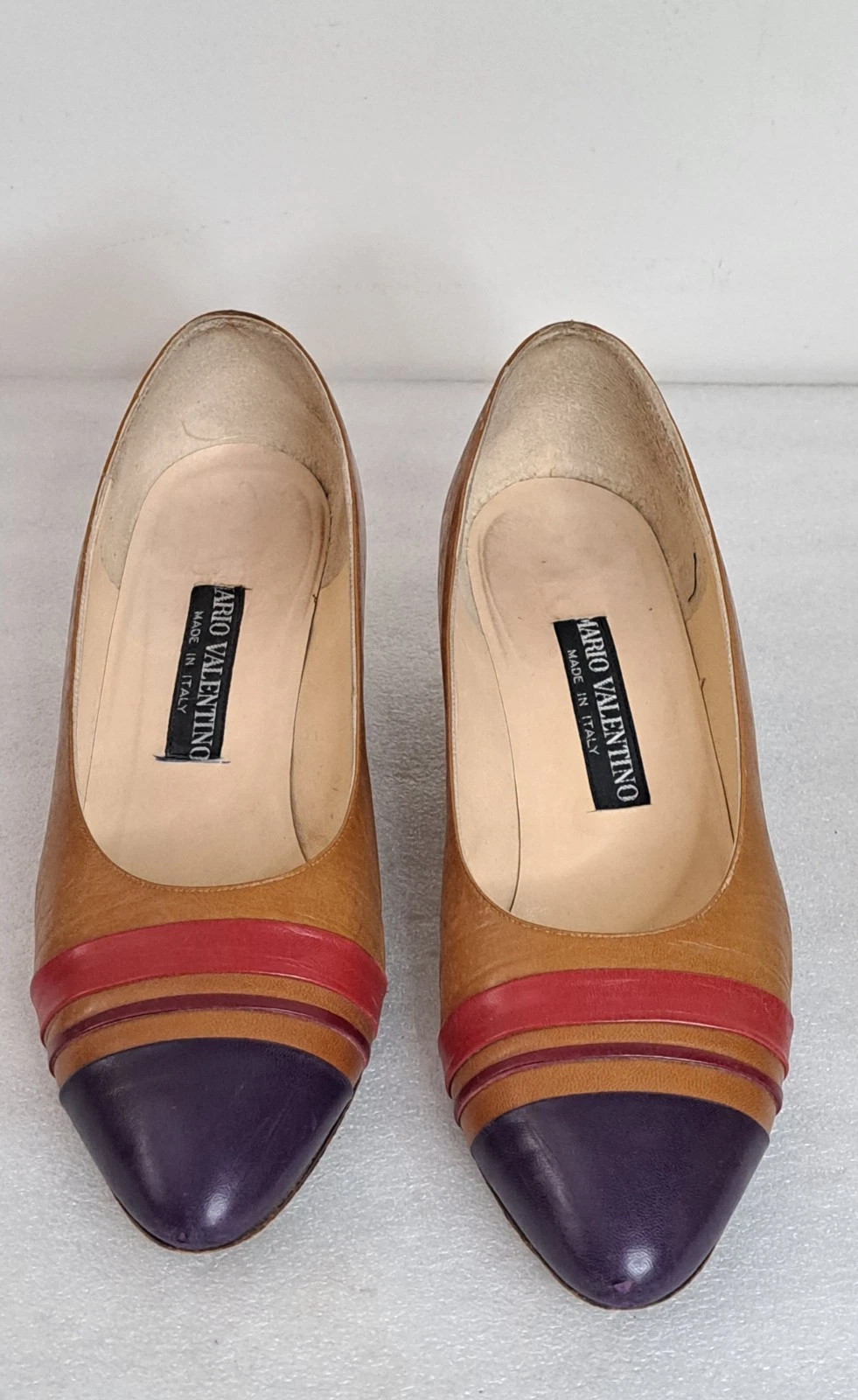 Mario Valentino Scarpe Donna Tacchi 9N Multicolore Pelle Slip On Italia Vintage