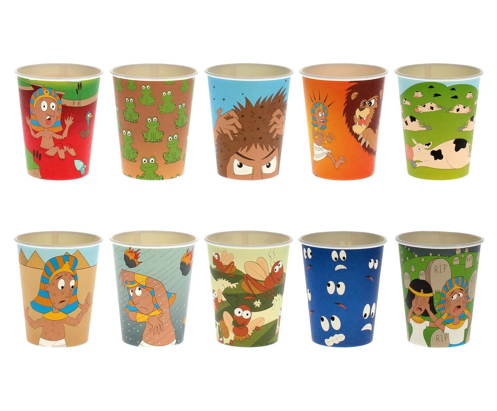 Cazenove Ten Plagues Paper Cups for Passover Pack of 10 PC-5916 Jewish Pesach