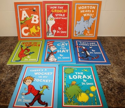 8x Dr Seuss & Cat In The Hat Paperback Bundle Classic Collection ABC Fox Grinch