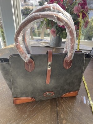 HEMA ZHUOFAN Buckle Handle Blue & Brown Satchel Bag