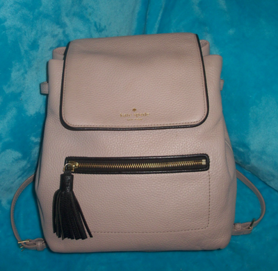 kate spade Pebbled Leather Taupe Backpack with Front Zip Pocket KATE SPADE New York Caden Carter soft taupe light gray  main image 3