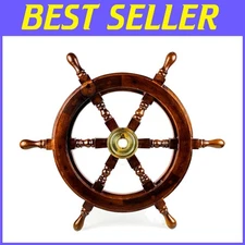 Handcrafted Nautical Ship Wheel Wall Decor 18"