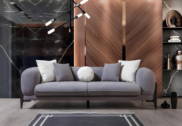 WohnzimmermöBel Luxus Dreisitzer Sofa StoffmöBel Moderne Couchen Edelstahl-image