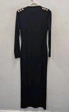 Holland Cooper Harper Black Soft Viscose Shoulder Pad Maxi Long Dress Size Small