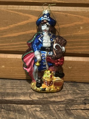Christopher Radko PIRATE WITH TREASURE CHEST Hand Blown- NO BOX (V7)