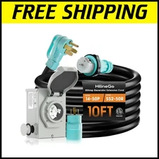 ETL Listed 50A Generator Cord and Inlet Box for Safe Home Power Connection