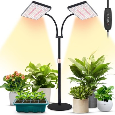 LBW Upgraded Desk Grow Lights for Indoor Plants, Dual-Head, with base 