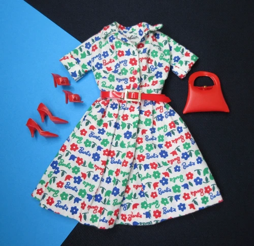 ** Vintage BARBIE - HOSTESS SET #1034 - Dress Belt Shoes + Extras - READ