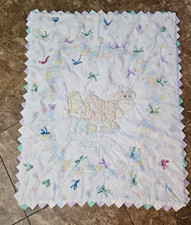Precious Moments Vintage Boy and Milking Cow Hand Quilted Baby Blanket READ