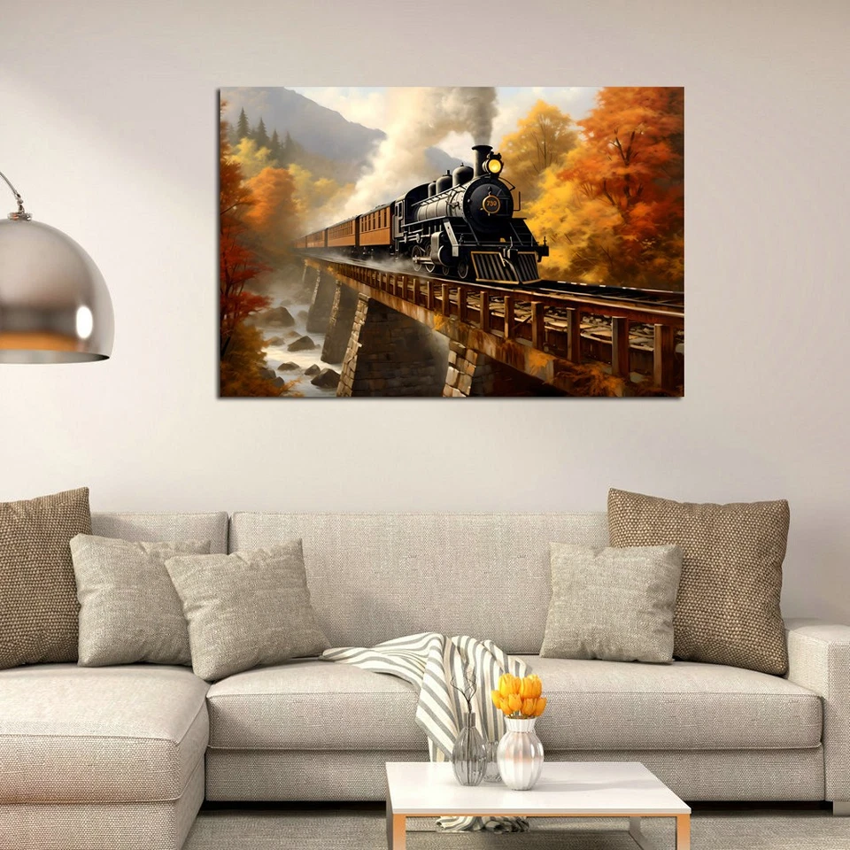 Steam Train Landscape Canvas Art Home Decor Wall Art Posters Prints Painting 083 - Image 2 of 4