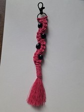 Handmade Macrame Keychain, Dark Pink