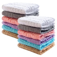 Baby Washcloths Muslin Soft 12 Pack 10x10
