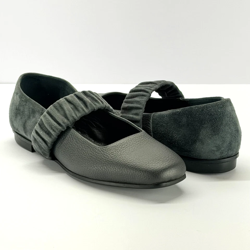 M. Gemi Mary Jane Ballet Pisos Gris Mujer Talla 38 Cuero Gamuza Puntera Cuadrada Informal Foto 2 de 4