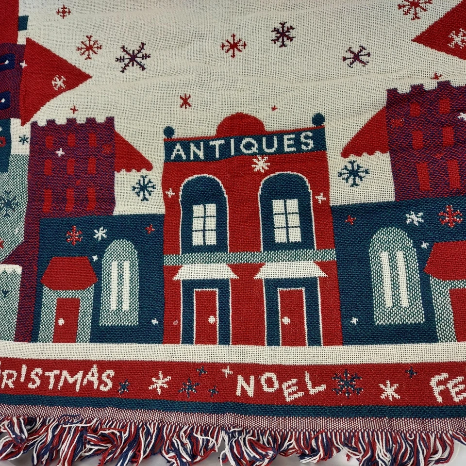 Manta Goodwin 1999 vintage tapiz Christmas Village 100 % algodón 4'x6' Foto 3 de 4