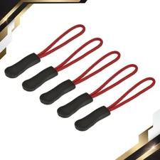 20 x Zipper Pulls Pull Head Handle Replacement Tab Cord Extension Black Red