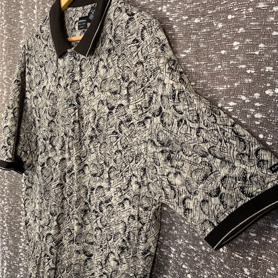 Vintage Arrow Short Sleeve Polo Shirt Golf All Over Pattern Men's XL - Image 2 of 4