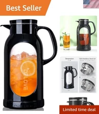 Glass Pitcher with Shatterproof Shell 68 oz Heat Resistant Carafe for Iced Tea