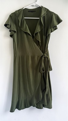 Tiana B Green Ruffle Wrap Dress (PL) Spring Summer Office/Work Runaround/Evening