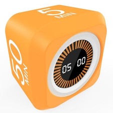 Rotating Cube Countdown Visual Timer 5, 25, 10 50 Minutes Preset Orange white