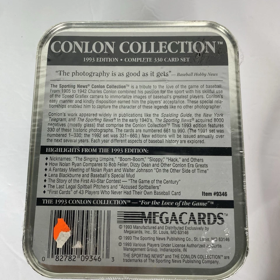 Conlon Collection Baseball 330 Cards 1993 Edition Tin New Sealed Cooperstown - Image 2 of 4