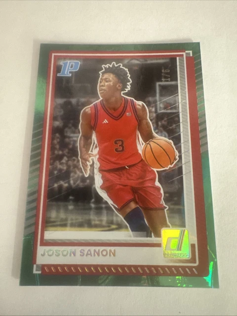 2025-26 Panini Donruss Joson Sanon TRUE GREEN PRIZM Rookie Card 1/6 BOOKEND 1st