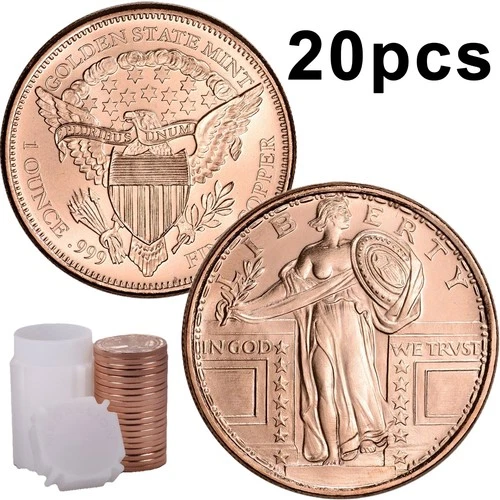 20 x 1oz Standing Liberty Rounds 999 Fine Copper Coins USA Golden State Mint NEW